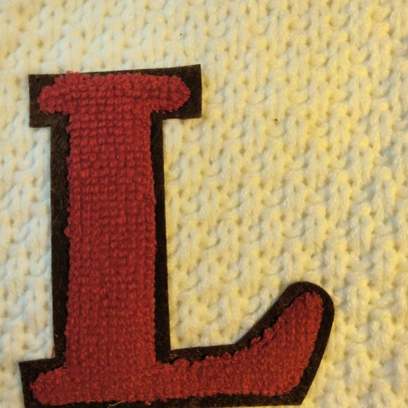 Initial Letter L Christmas Stocking Knit white red - Picture 2 of 3